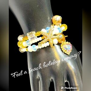 👑Coiled memory bracelet with starfish beach theme